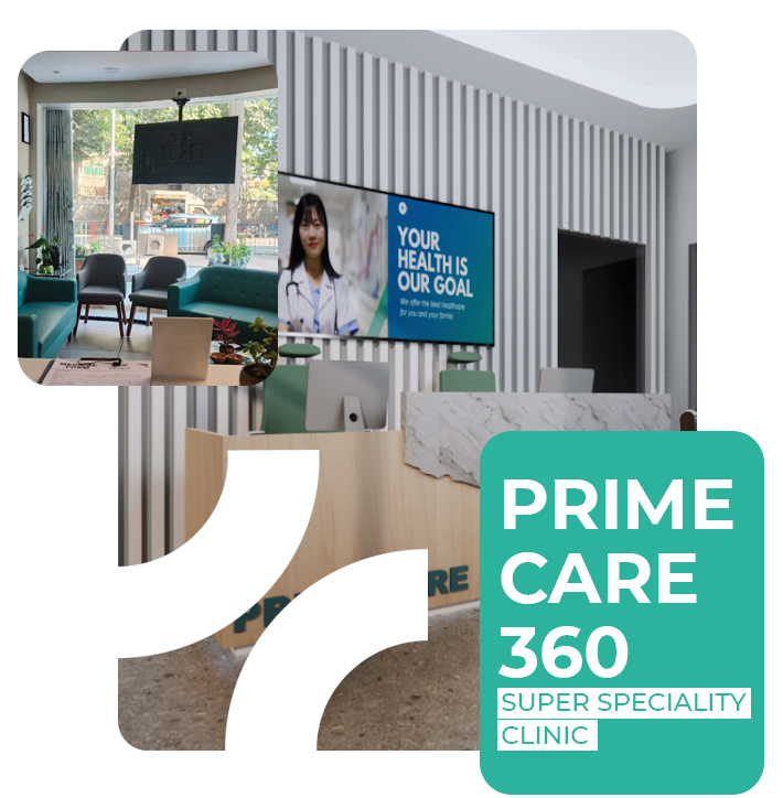 Reception and waiting area at Prime Care 360 Multi-Speciality Clinic in Seawoods